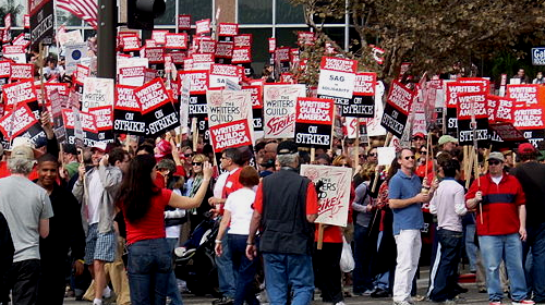 Writers Guild of American members on strike in 2007.