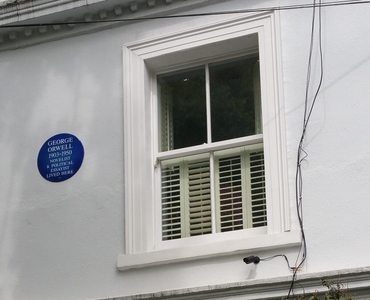 The CCTV camera at George Orwell's house at 22 Portobellow Road, London