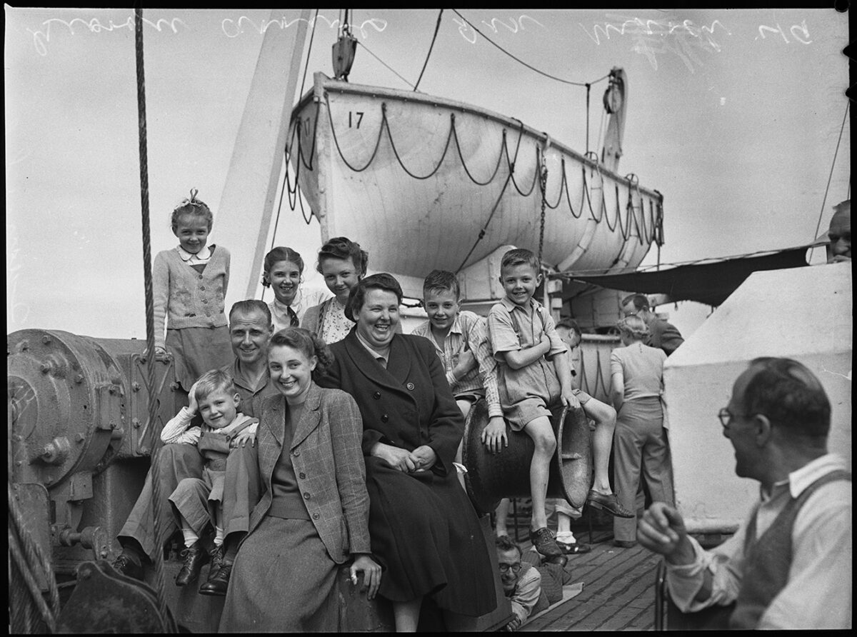 British migrants to Australia on board ship in 1949.