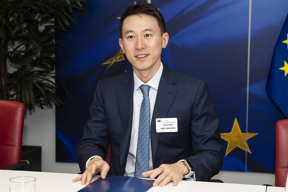 TikTok CEO Shou Zi Chew at the European Commission in 2024.