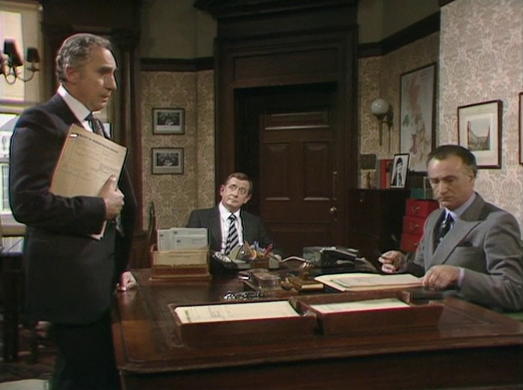 The three main characcers from Yes, Minister argue over cultural change.